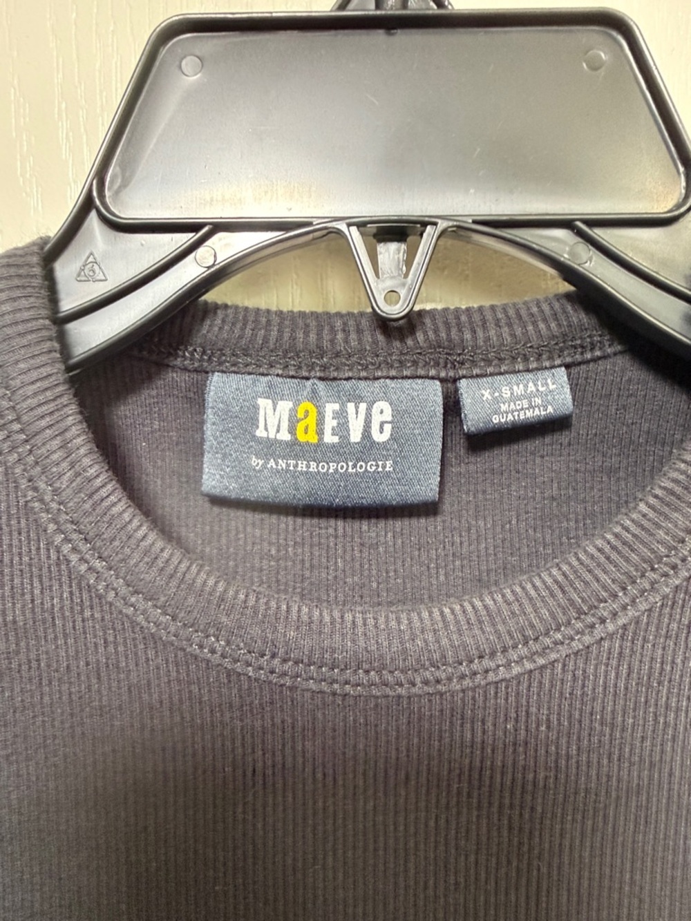 Maeve Anthropologie Ribbed Crop Tee XS Black Fitted Short Sleeve Top - Picture 2 of 5
